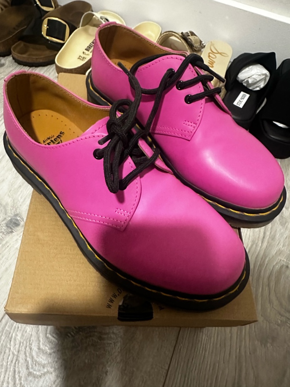 Dr. Martens Hot Pink Lace-Up Leather Shoes